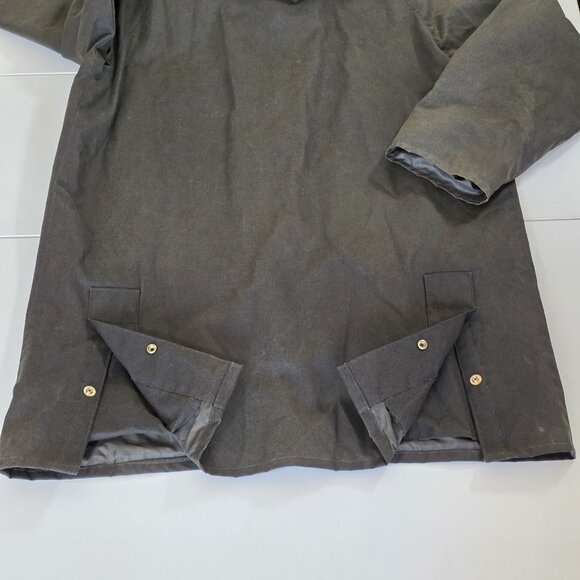 VTG Lavenir Wax Chore Coat Men 36 Military Green LS Lined Cotton Equestrian Hood - Picture 15 of 16